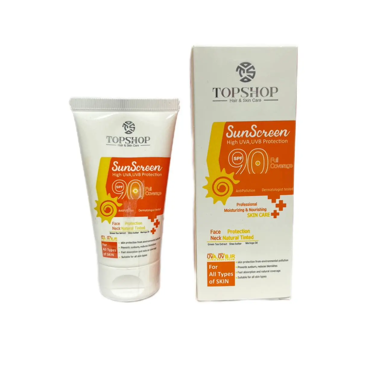 کرم ضد آفتاب بی رنگ تاپ شاپ با SPF90 مناسب انواع پوست حجم 50 میلی لیتر